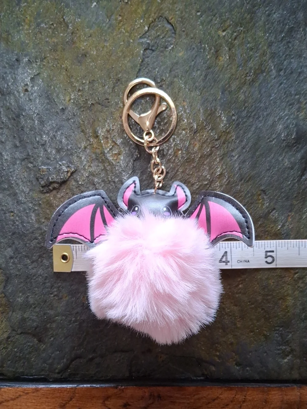 Cute Pink Bat Pom-Pom Keychain/Bag Accessory
